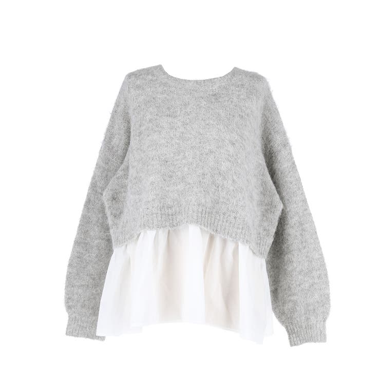 バックリボン異素材ドッキングニットトップス | coca | 詳細画像2 