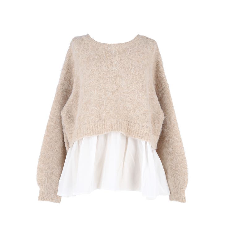 バックリボン異素材ドッキングニットトップス | coca | 詳細画像3 