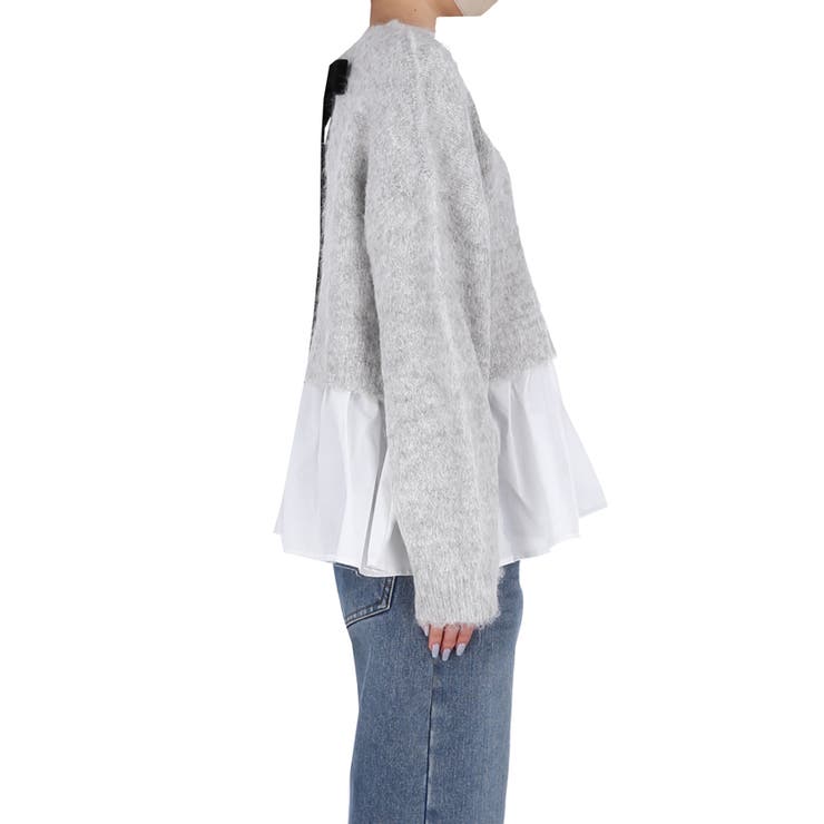 バックリボン異素材ドッキングニットトップス | coca | 詳細画像5 