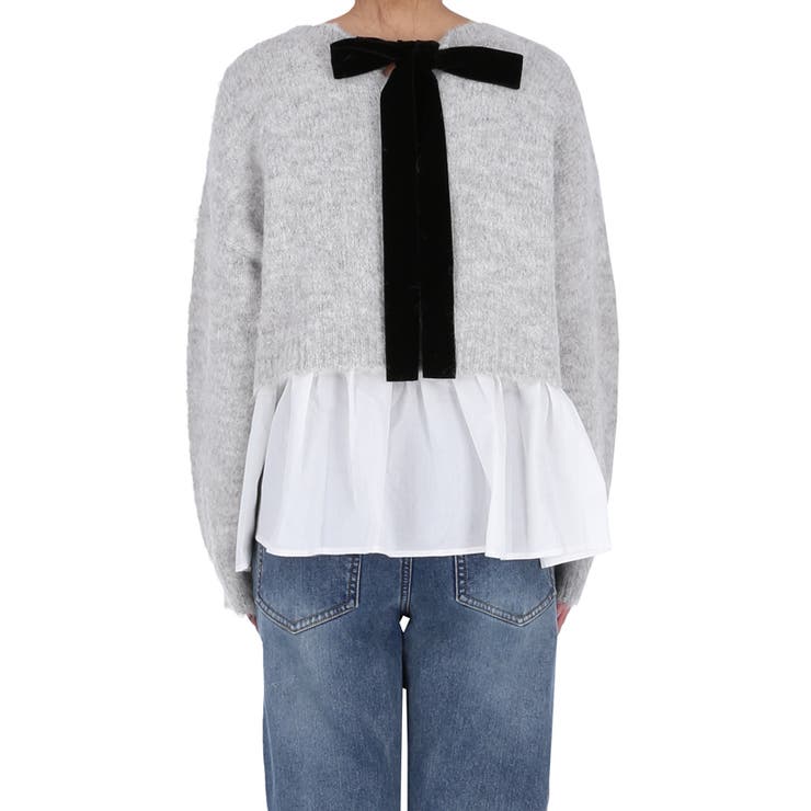 バックリボン異素材ドッキングニットトップス | coca | 詳細画像6 