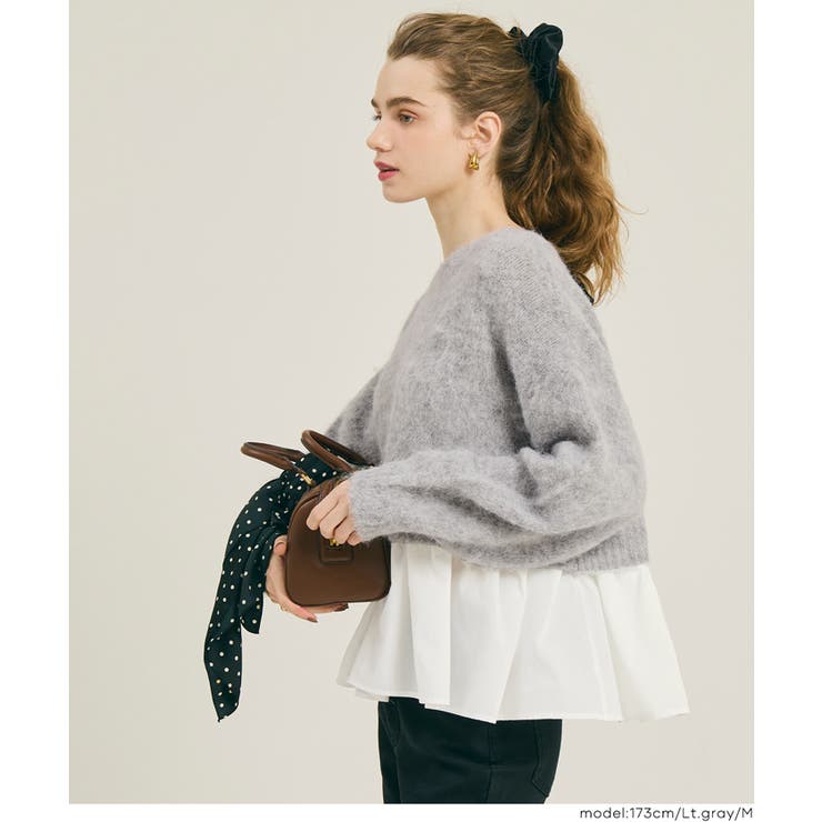 バックリボン異素材ドッキングニットトップス | coca | 詳細画像9 