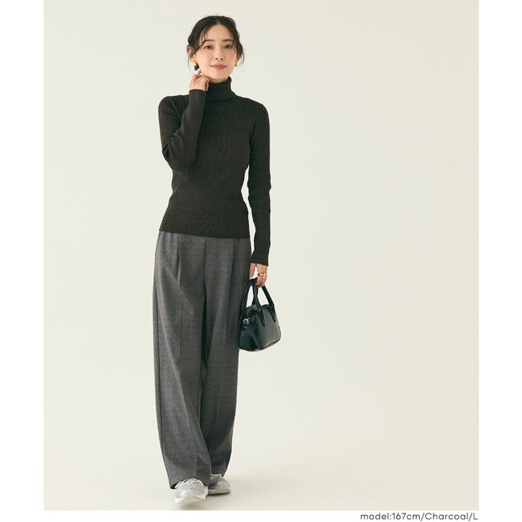 【DAILY WARM】カットジャカード裏起毛ワイドパンツ | coca | 詳細画像8 