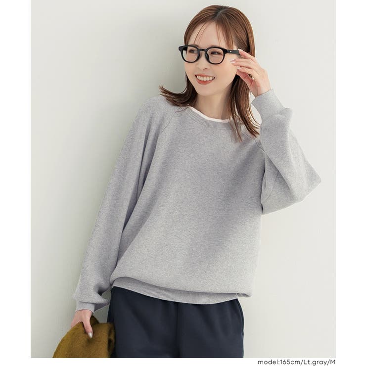 スウェットライクニットレイヤード風ニットプルオーバー ウォッシャブル | coca | 詳細画像13 