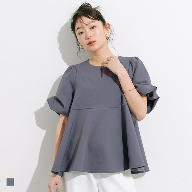 一枚で品よく決まる、ボリューム袖ペプラムブラウス | coca | 詳細画像1 