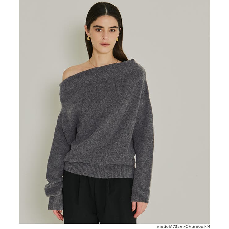 縮絨ニットワンショルダートップス | coca | 詳細画像12 