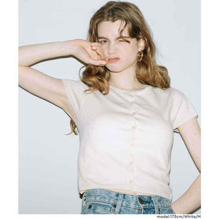 [White] | ＼４サイズ展開／フロントボタンニットトップス  | coca