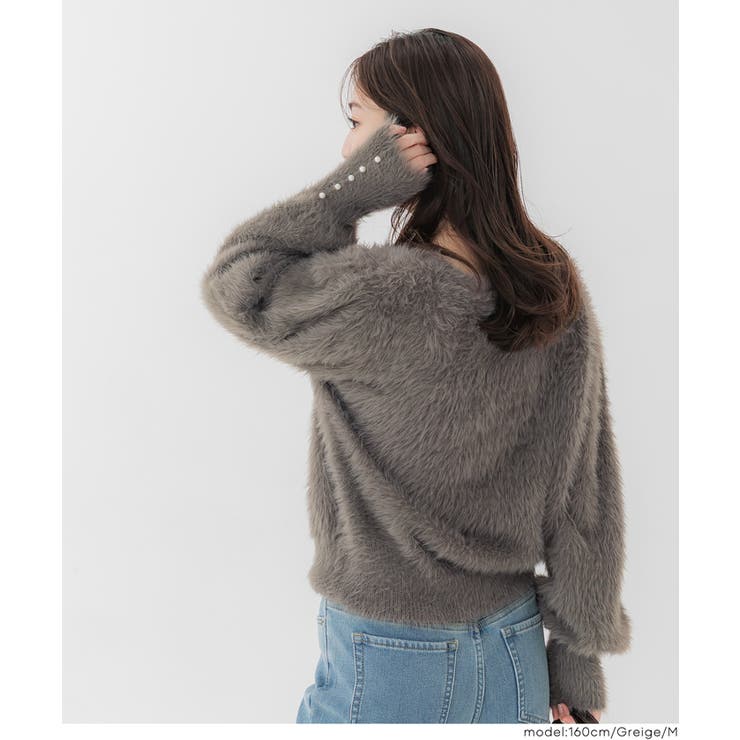 袖パールシャギーニットトップス | coca | 詳細画像18 