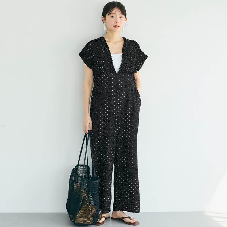 シボシャーリングVネックオールインワン | coca | 詳細画像1 