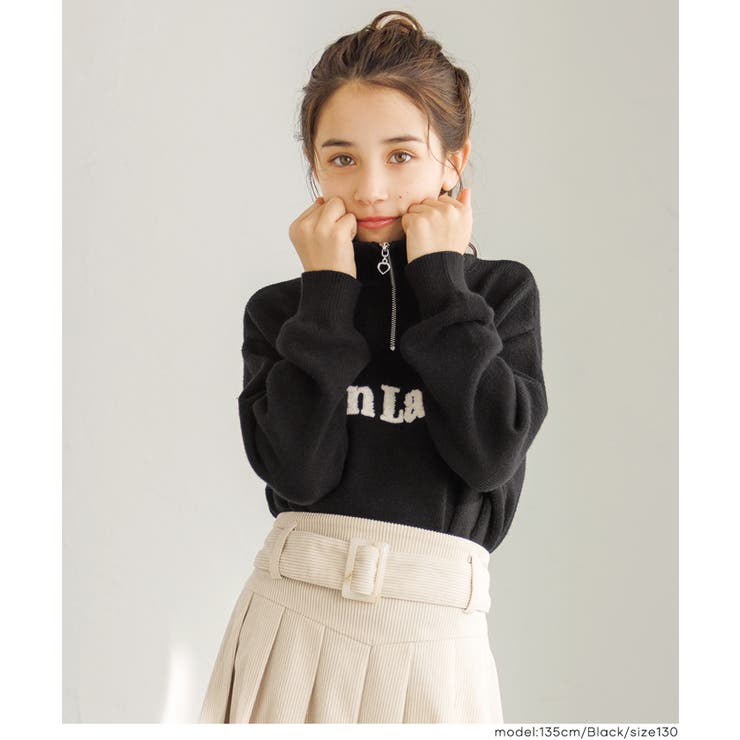 ［Black］ | ハーフジップニットトップス | coca