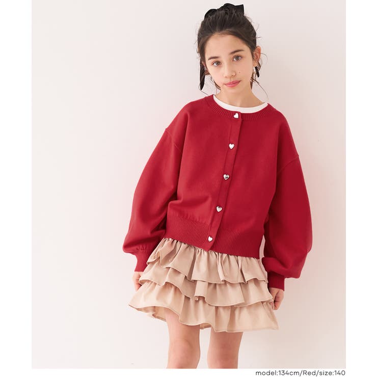 ［Red］ | ハートボタンカーディガン | coca
