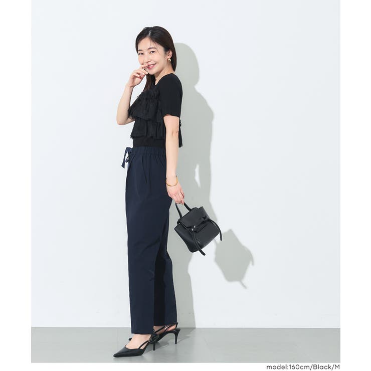 胸元のフリルが大人可愛い、半袖フリルニットトップス | coca | 詳細画像13 