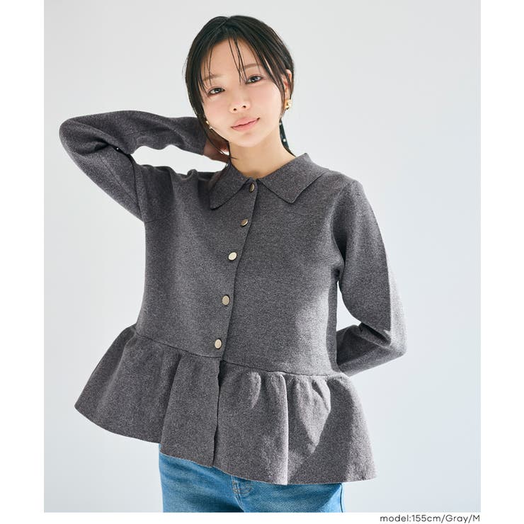 金ボタンフレアニットトップス | coca | 詳細画像7 