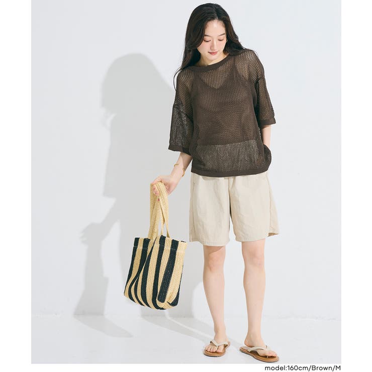 抜け感のあるレイヤードが楽しめる 五分袖メッシュニット | coca | 詳細画像12 