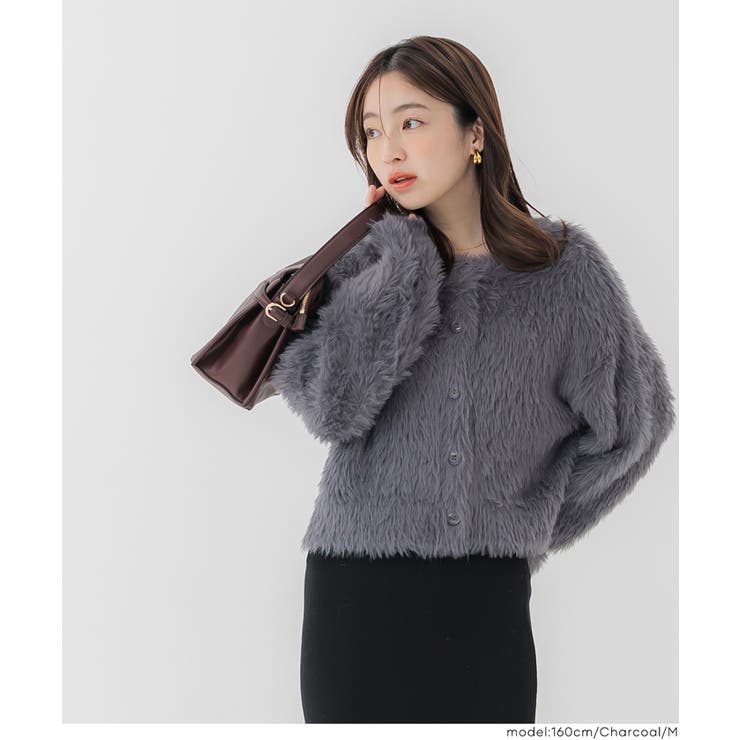 クルーネックシャギーニットカーディガン | coca | 詳細画像8 