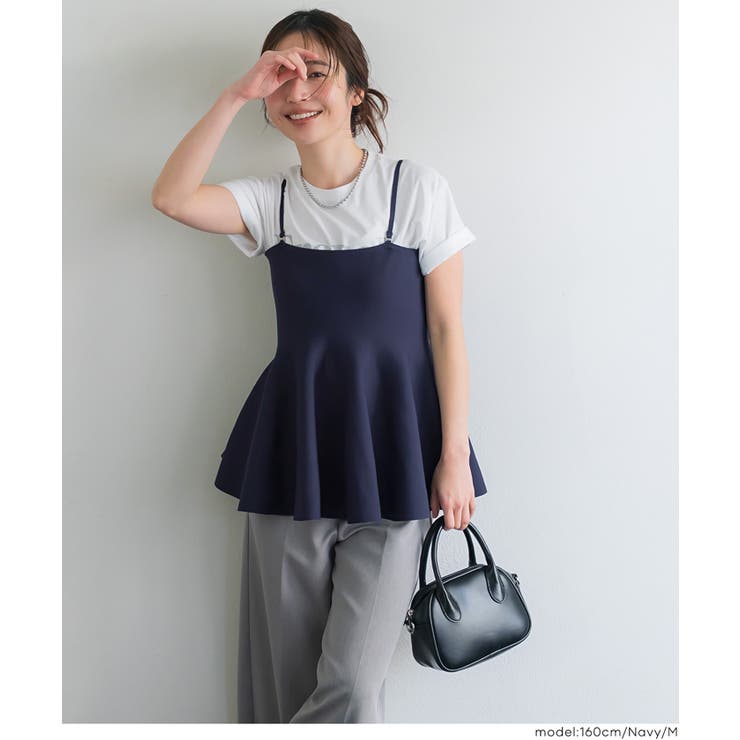 [Navy] | ペプラムニットキャミソール | coca