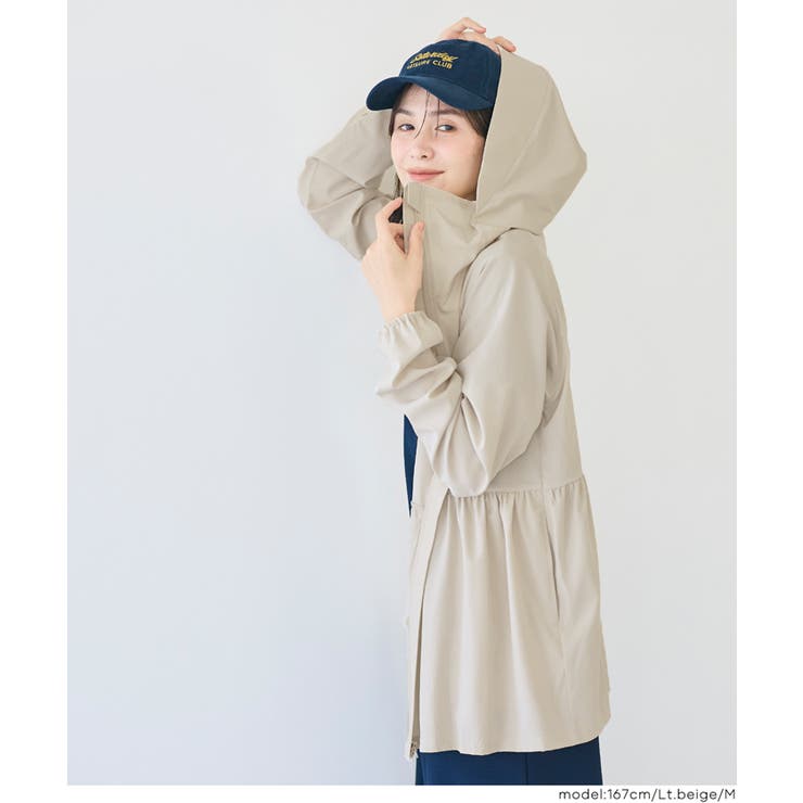 【メープル】ティアードフレアシャカシャカパーカー 予約開始】UV対策も可愛さも叶える、UVカットティアードパーカー[品番