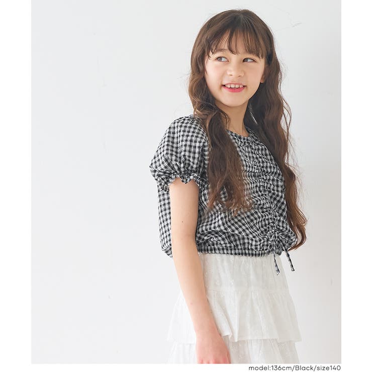 ギャザーチェックブラウス | coca | 詳細画像3 