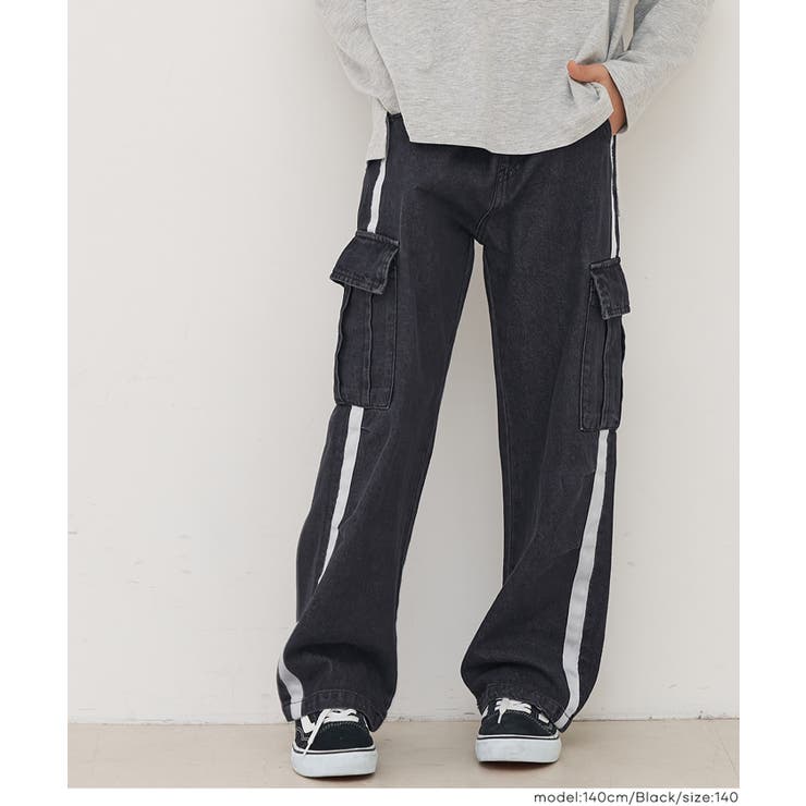 ［Black］ | デニムラインカーゴパンツ | coca