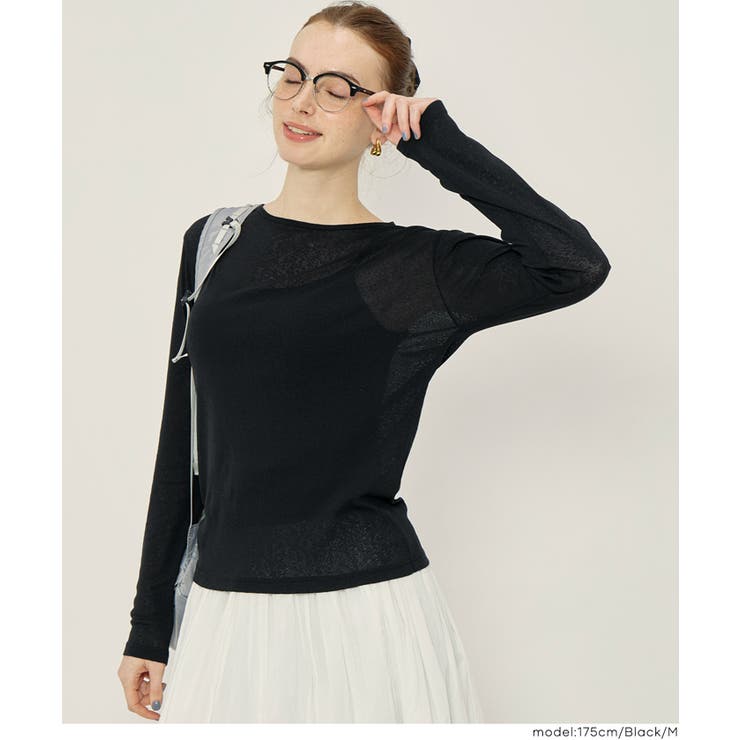 ［Black］ | シアージョーゼット長袖トップス | coca
