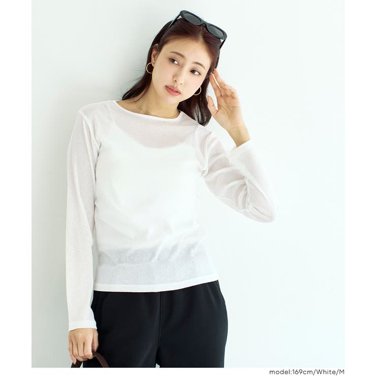 ［White］ | シアージョーゼット長袖トップス | coca