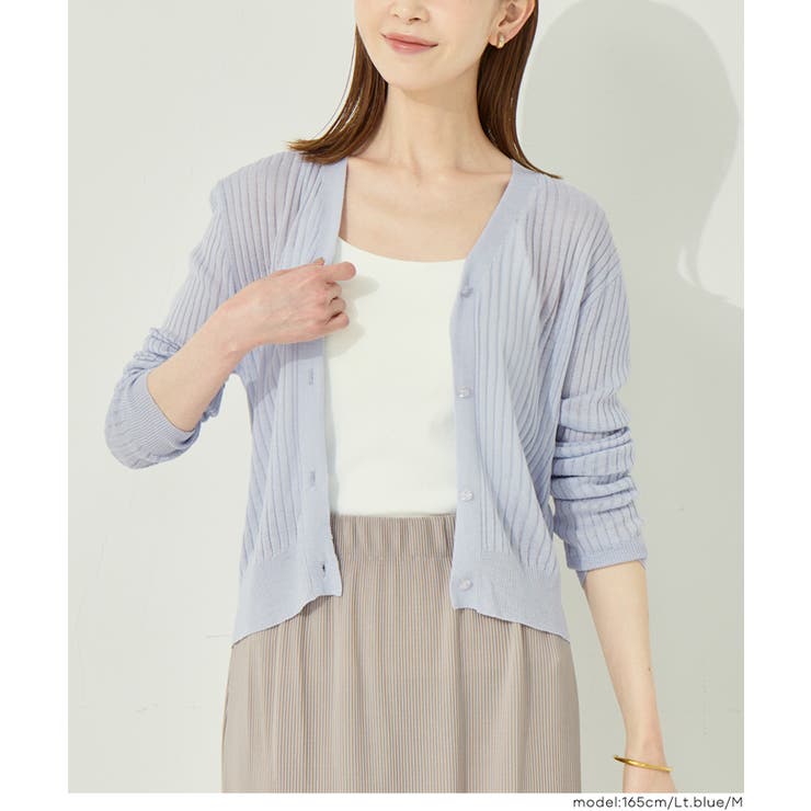 程よい透け感が女性らしい、シアーニットコンパクトカーディガン | coca | 詳細画像12 
