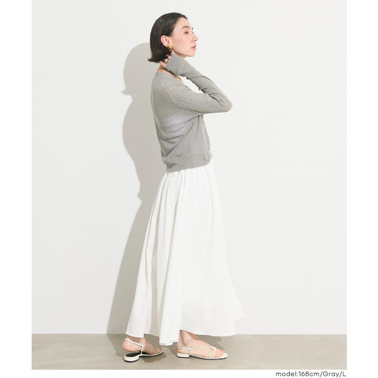 程よい透け感が女性らしい、シアーニットコンパクトカーディガン | coca | 詳細画像14 