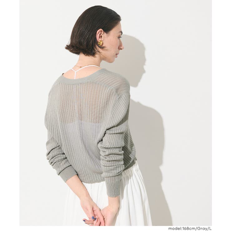 程よい透け感が女性らしい、シアーニットコンパクトカーディガン | coca | 詳細画像18 