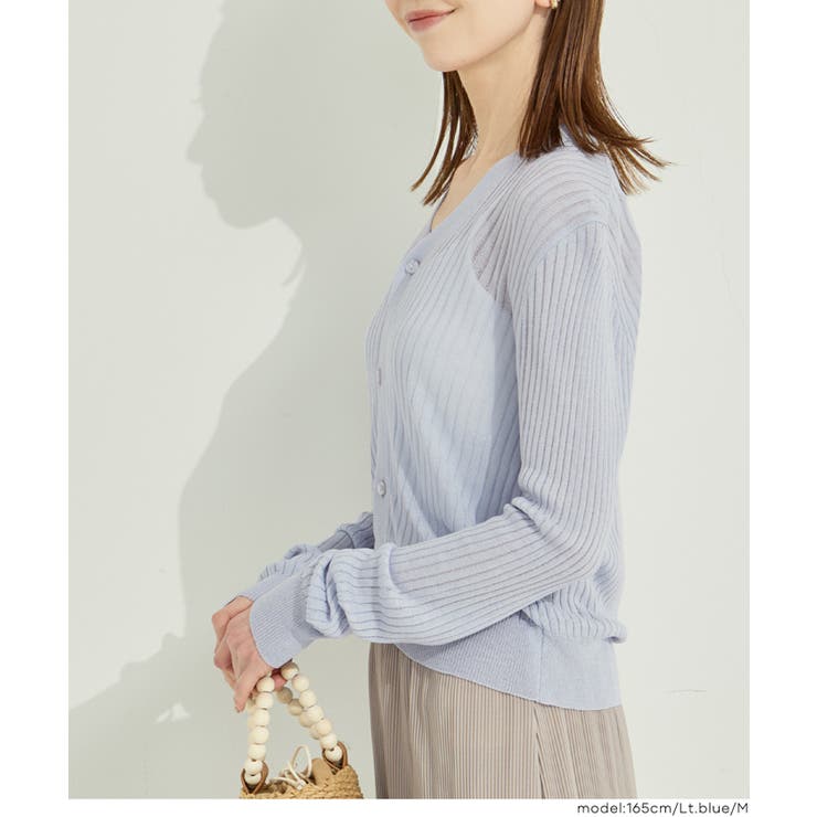 程よい透け感が女性らしい、シアーニットコンパクトカーディガン | coca | 詳細画像8 