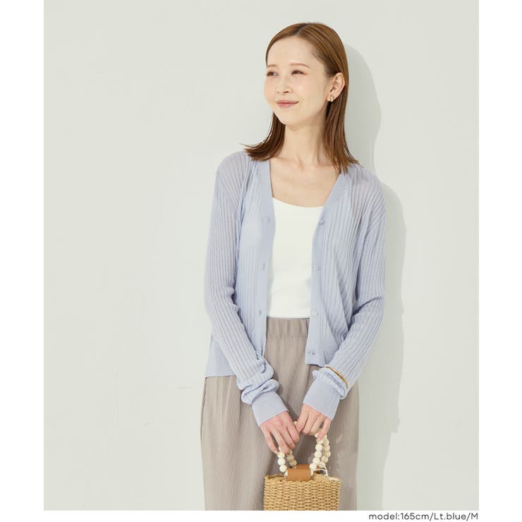 程よい透け感が女性らしい、シアーニットコンパクトカーディガン | coca | 詳細画像10 