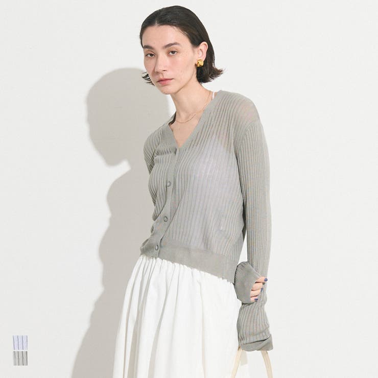 程よい透け感が女性らしい、シアーニットコンパクトカーディガン | coca | 詳細画像1 