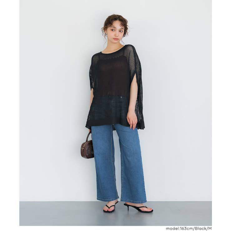 ［Black］ | メッシュニットケープ  | coca