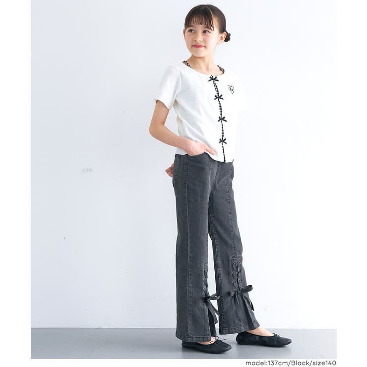 デニムレースアップリボンパンツ キッズ | coca | 詳細画像2 