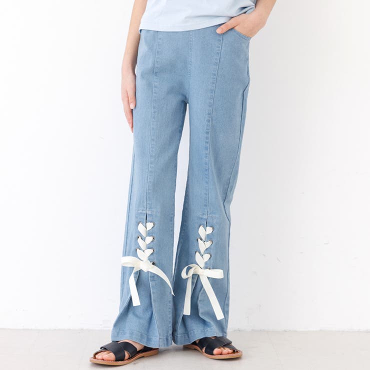 デニムレースアップリボンパンツ キッズ | coca | 詳細画像1 