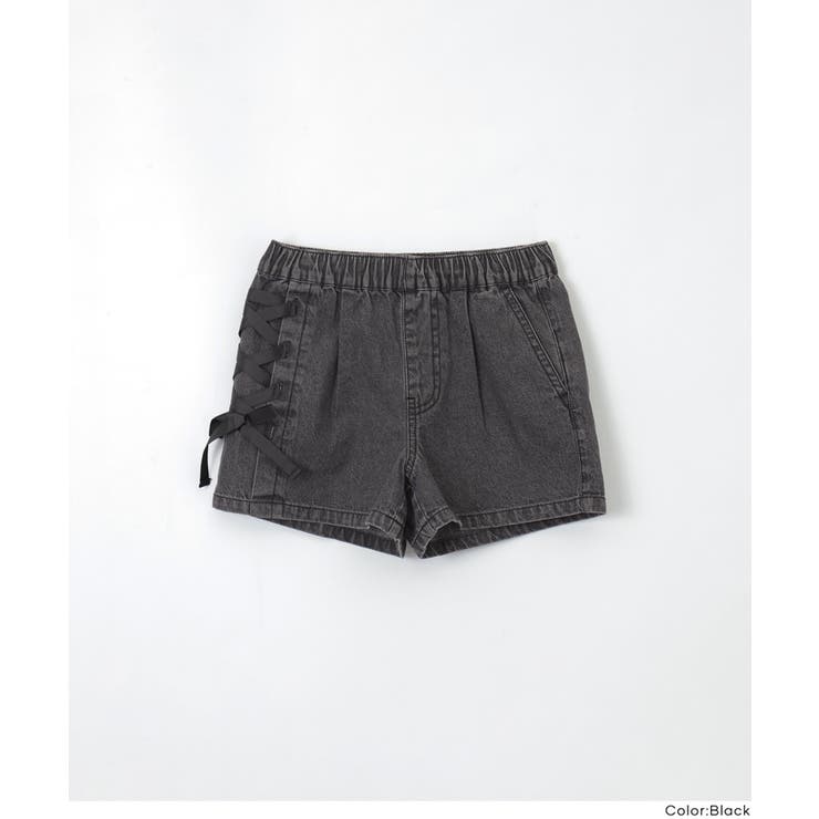 デニムレースアップショートパンツ | coca | 詳細画像3 