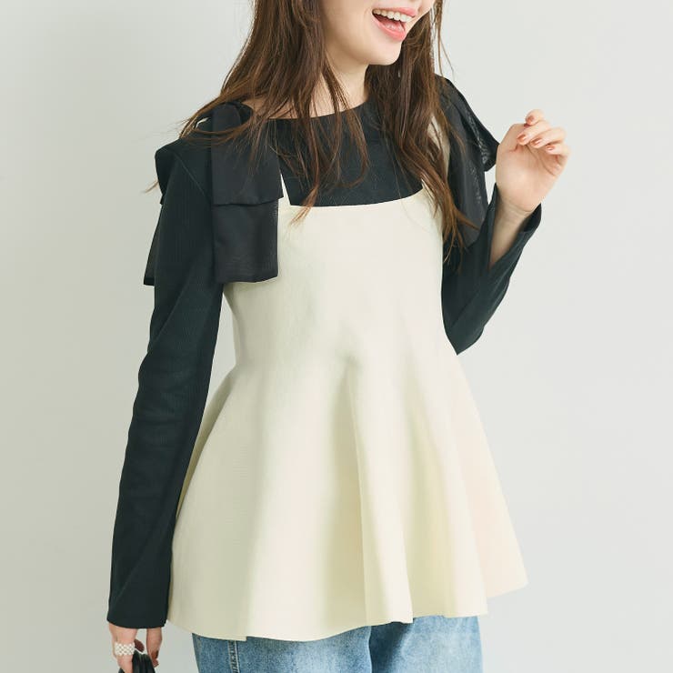 ＼26aw再入荷／スポンディッシュニットリボンキャミソール | coca | 詳細画像1 