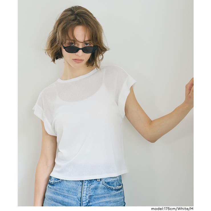 ［White］ | シアージョーゼットフレンチスリーブTシャツ  | coca