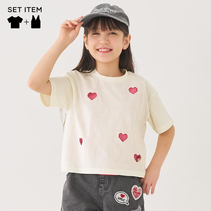 ハートデザインTシャツ＆タンクトップ 2点セット | coca | 詳細画像1 