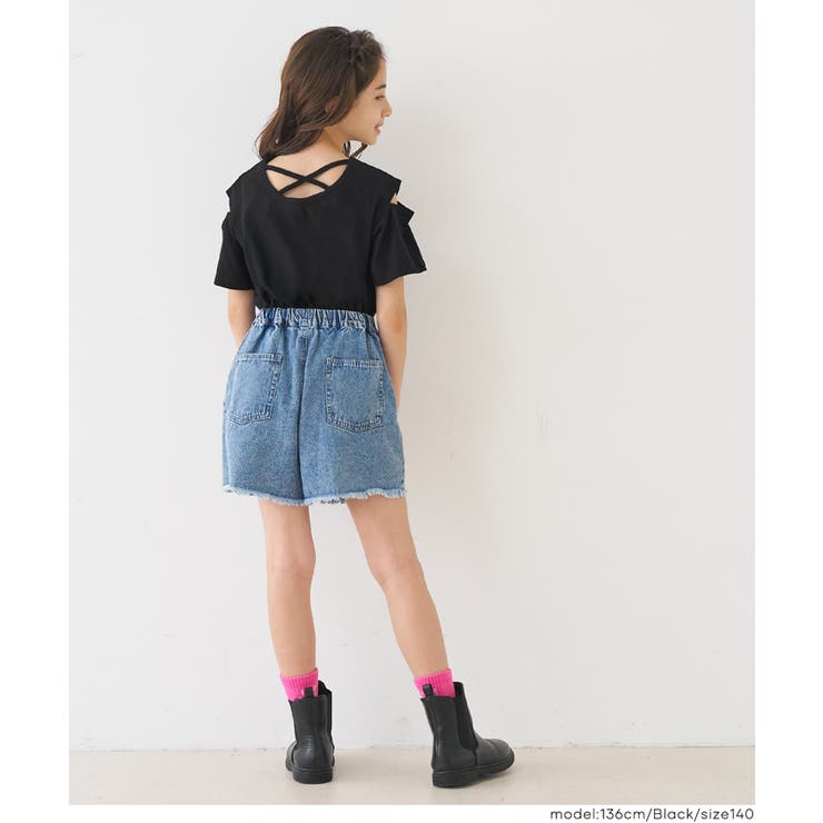 肩あきバッククロスTシャツ | coca | 詳細画像4 