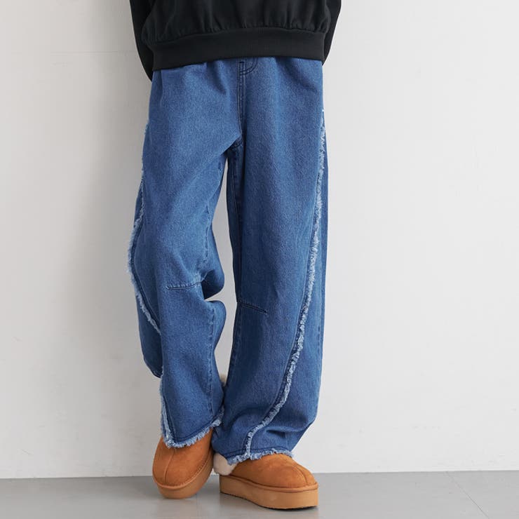デニムフリンジバレルレッグパンツ(36-260634203-20) | coca | 詳細画像1 