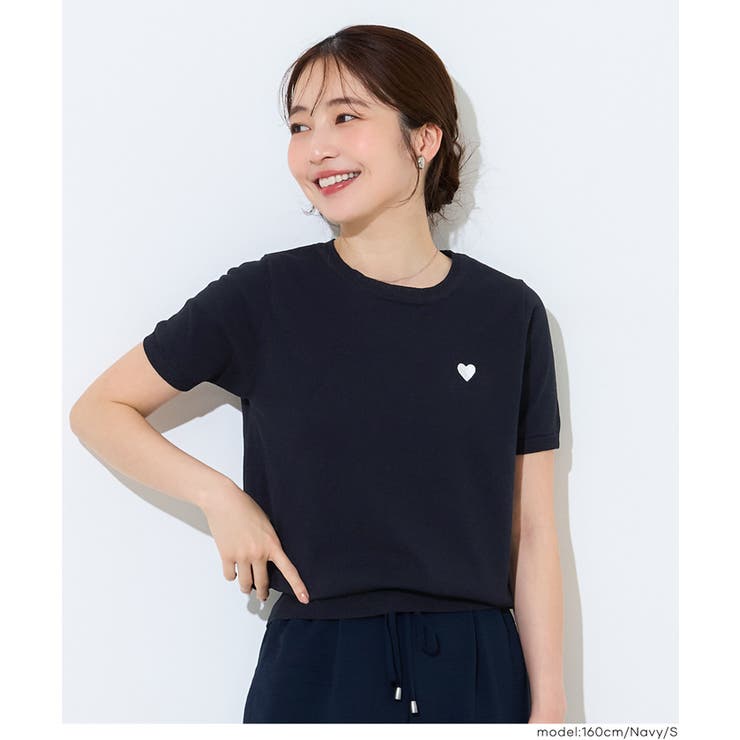 [Navy] | ＼26ssさらに新色登場！ 涼しげな素材感が魅力の、シャリ感レーヨンロゴ刺繍ニッ… | coca