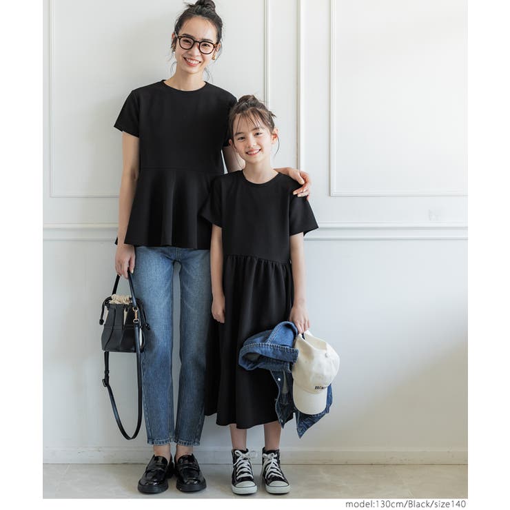 キッズ 親子お揃いエンボスギャザー 切替ワンピース | coca | 詳細画像2 