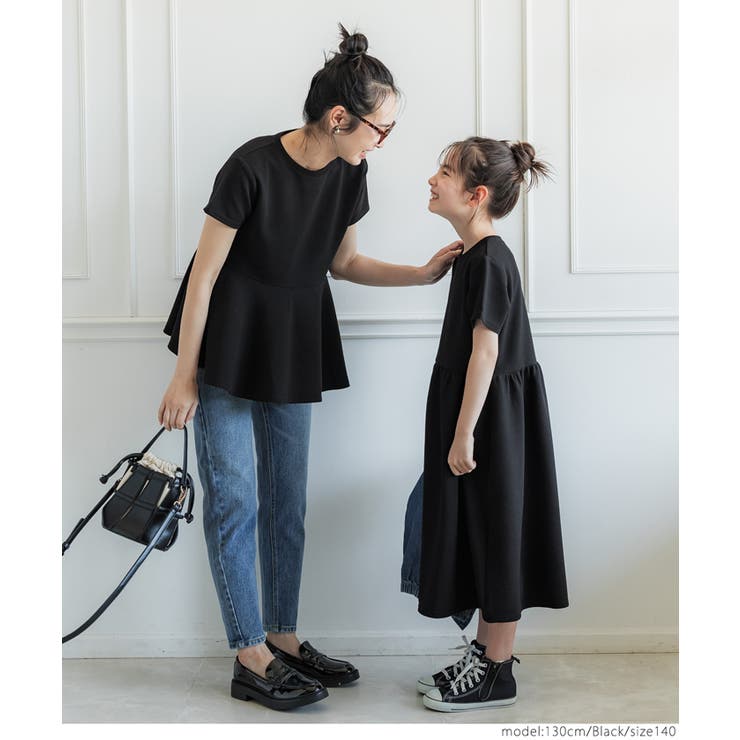 キッズ 親子お揃いエンボスギャザー 切替ワンピース | coca | 詳細画像3 