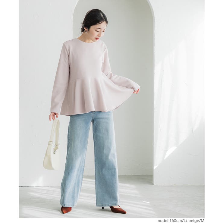 大人気エンボスシリーズのエンボス長袖裾フレアトップス | coca | 詳細画像7 