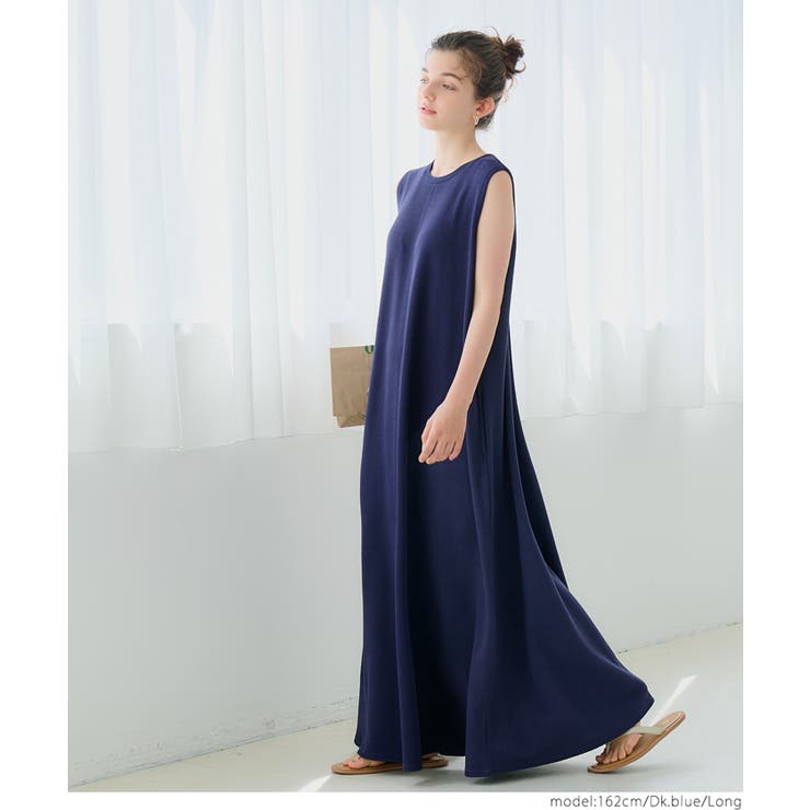 【新色追加！】エンボス加工マキシ丈ノースリーブワンピース | coca | 詳細画像12 