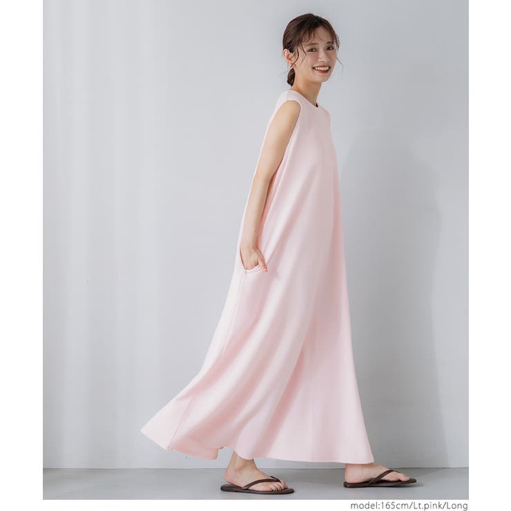 【新色追加！】エンボス加工マキシ丈ノースリーブワンピース | coca | 詳細画像16 