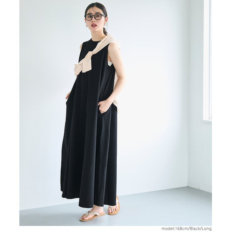 【新色追加！】エンボス加工マキシ丈ノースリーブワンピース | coca | 詳細画像22 