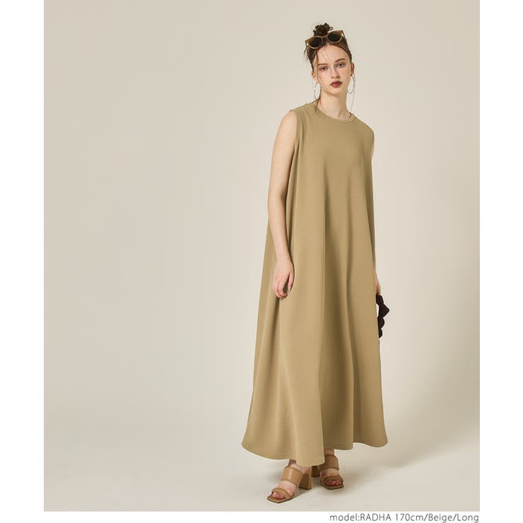【coca/コカ】coca \新色登場/エンボス加工マキシ丈ノースリーブワンピース 通販 服 [Beige] SHOPLIST/ショップリスト