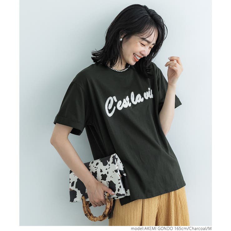 ロールアップスリーブ刺繍Tシャツ[品番：PA000014501]｜coca（コカ）の