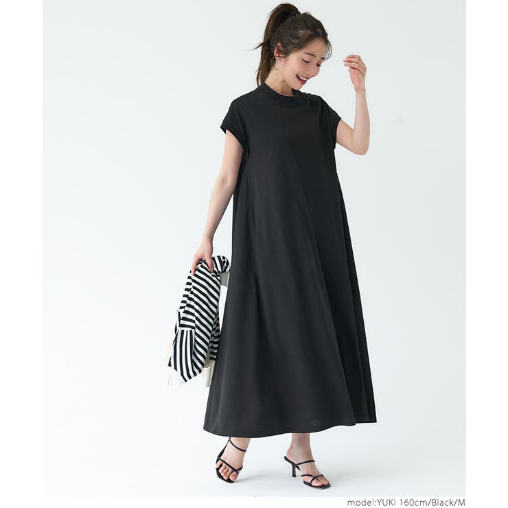 O.ipeo　デザインワンピース　総柄　切替　立体　個性的　カットソー レース切り替え カットソー ワンピース Liala×PG 全3色｜lpg311