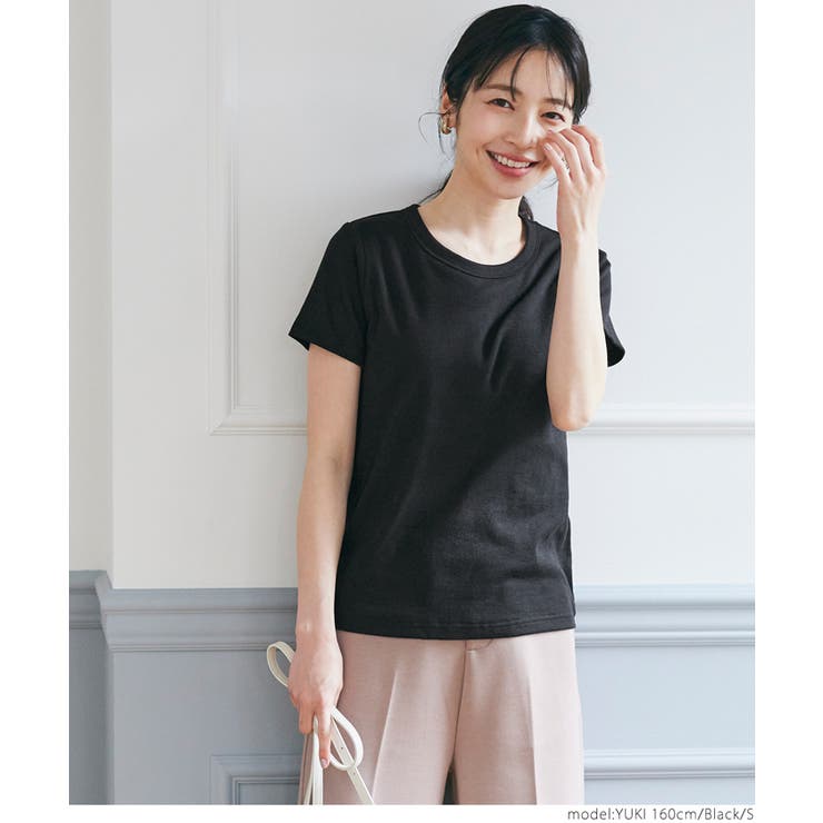 KokoAURALEE 半袖リブカットソー　ブラック OUT BRA カップ付き半袖リブカットソー[品番：PA000014507]｜coca
